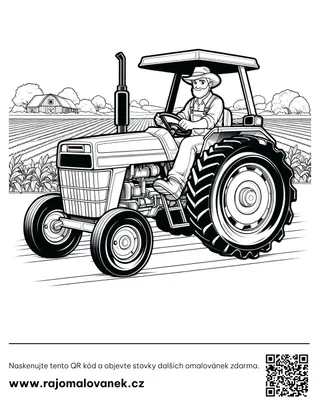 Čiernobiela omaľovánka s motívom farma, obrázok 9, pripravená na vytlačenie