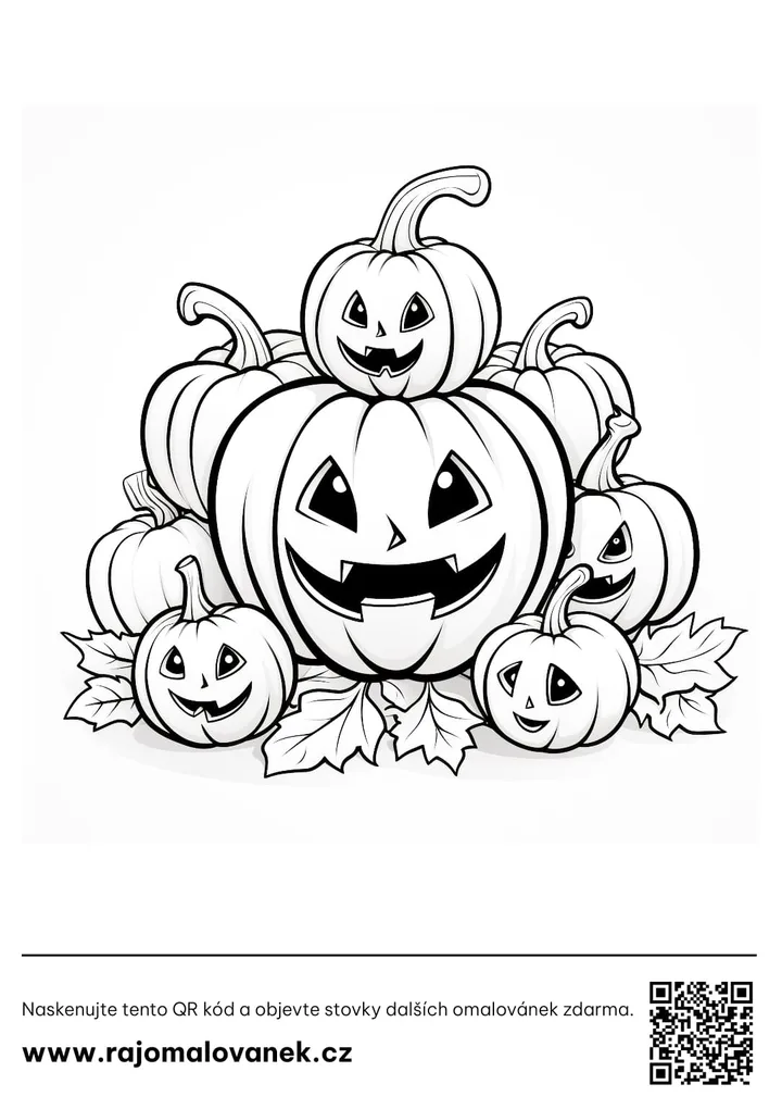 Halloween – omaľovánka 6 Čiernobiela omaľovánka s motívom halloween, obrázok 6, pripravená na vytlačenie