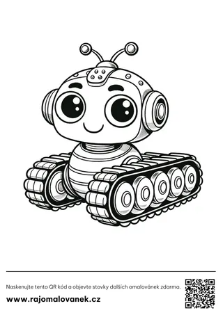 Roboti – omaľovánka 5 Čiernobiela omaľovánka s motívom roboti, obrázok 5, pripravená na vytlačenie